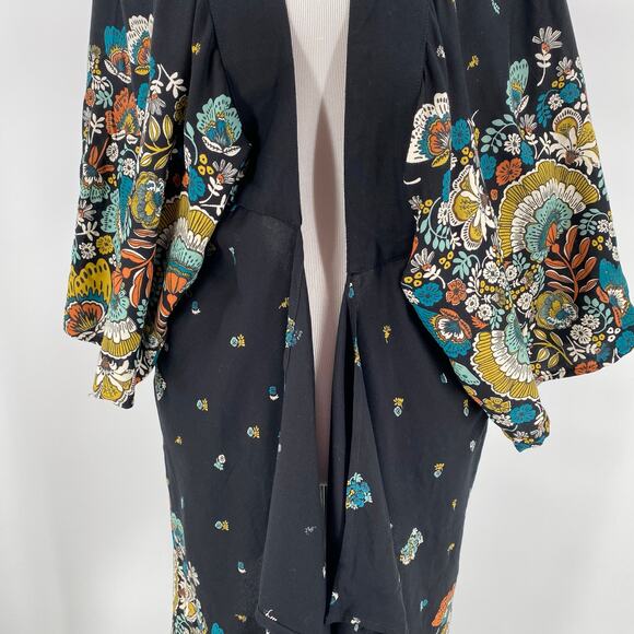 O’Neill black floral Sawyer cardigan open front one size - Picture 9 of 11